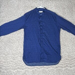 Etro Button Up Shirt Men's 39 Blue Textured Pattern Made in Italy 100% Cotton